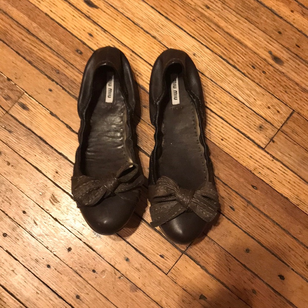 Miu Miu brown leather flats